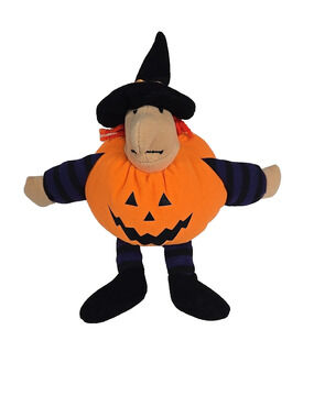 Toy Hut Vintage Halloween Witch Pumpkin Jack O Lantern Plush Stuffed Toy 6 Inch